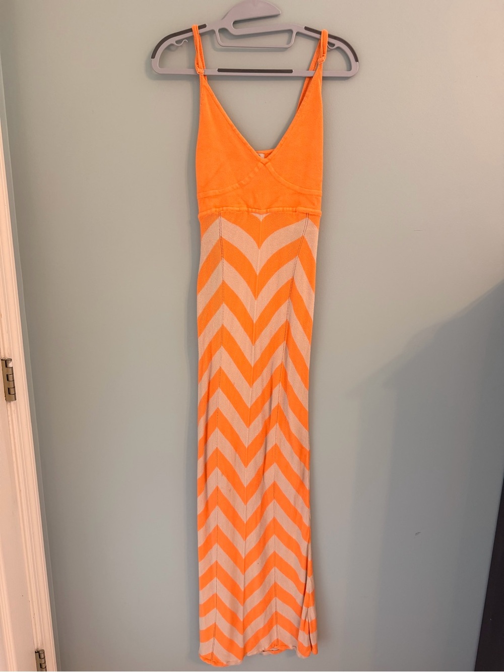 Arden B Orange Chevron Maxi Dress